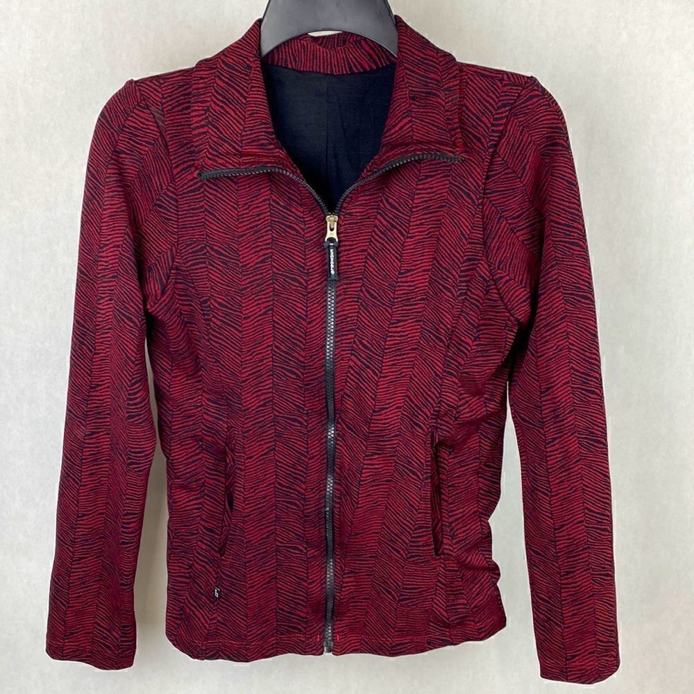 BrasilSul Athletic Jacket Sz Small Dark Red Black Zip Front